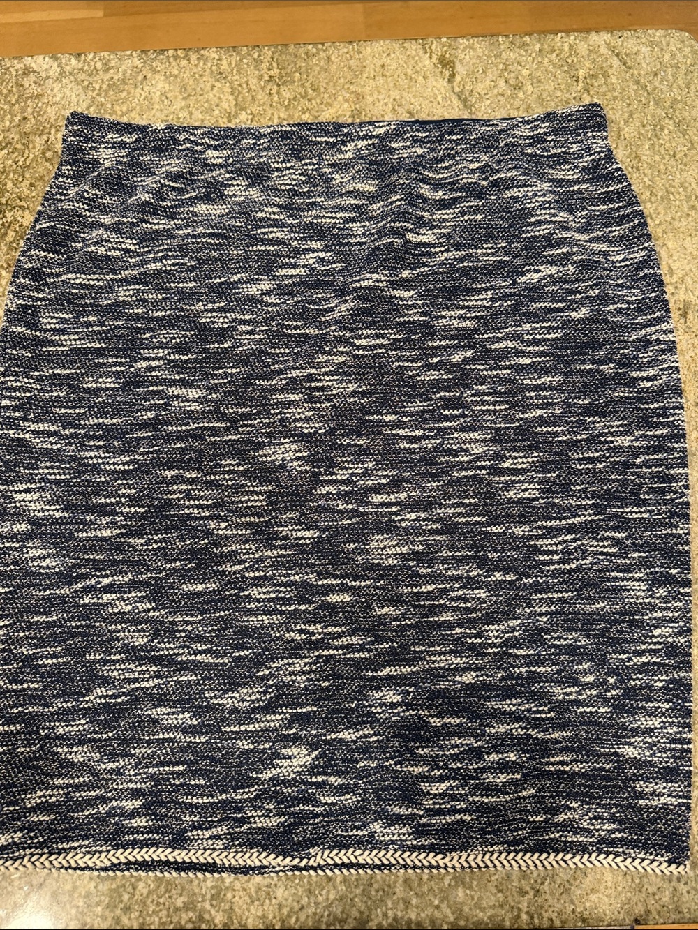 NWT Womens Max Studio Tweed Pencil Skirt Navy Blue White Elastic Waist XL